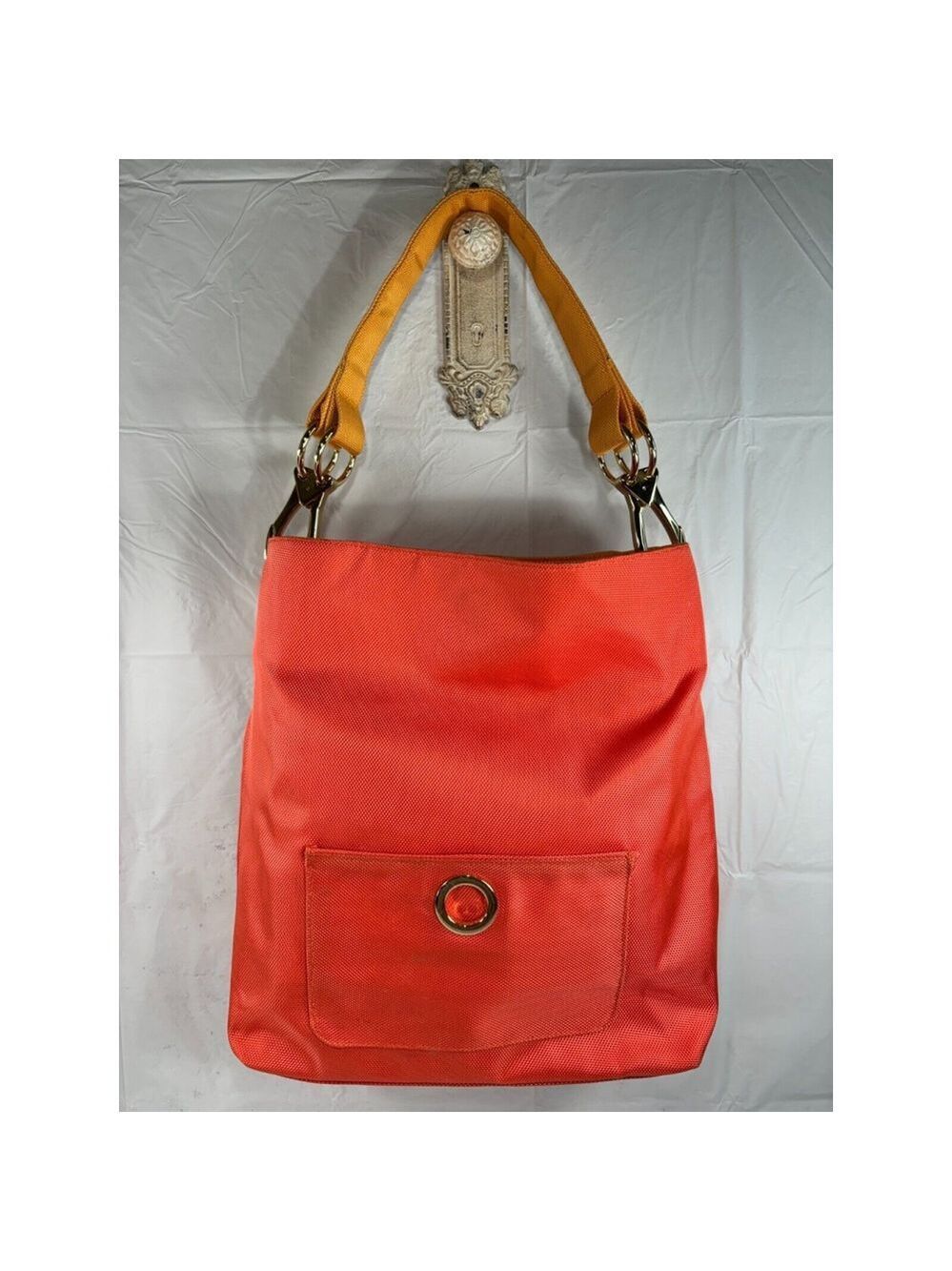 SR Squared Sondra Roberts Large Reversible Tote orange with Wristlet pouch - Picture 2 of 15